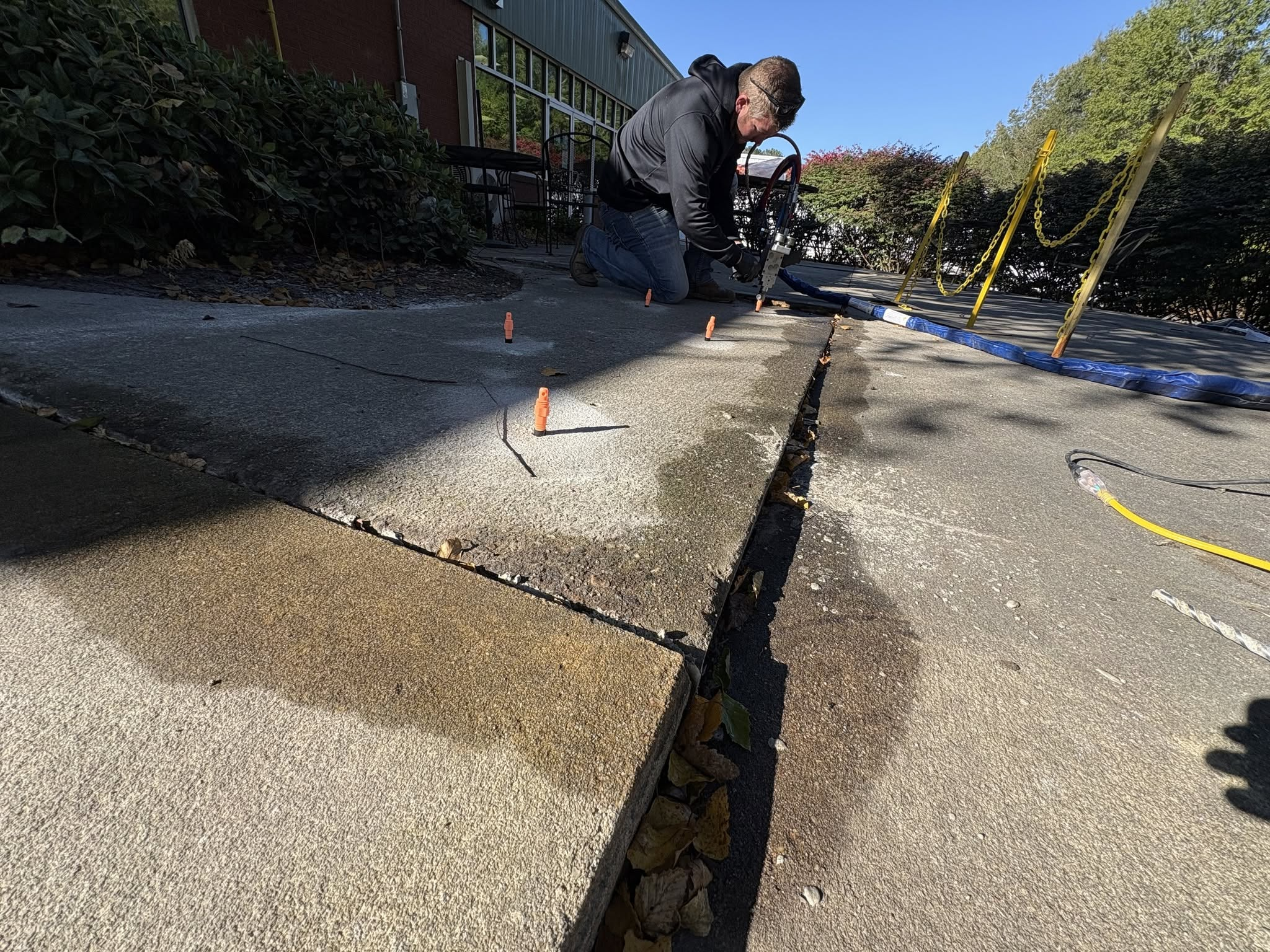Large gap between sunken commercial concrete slabs