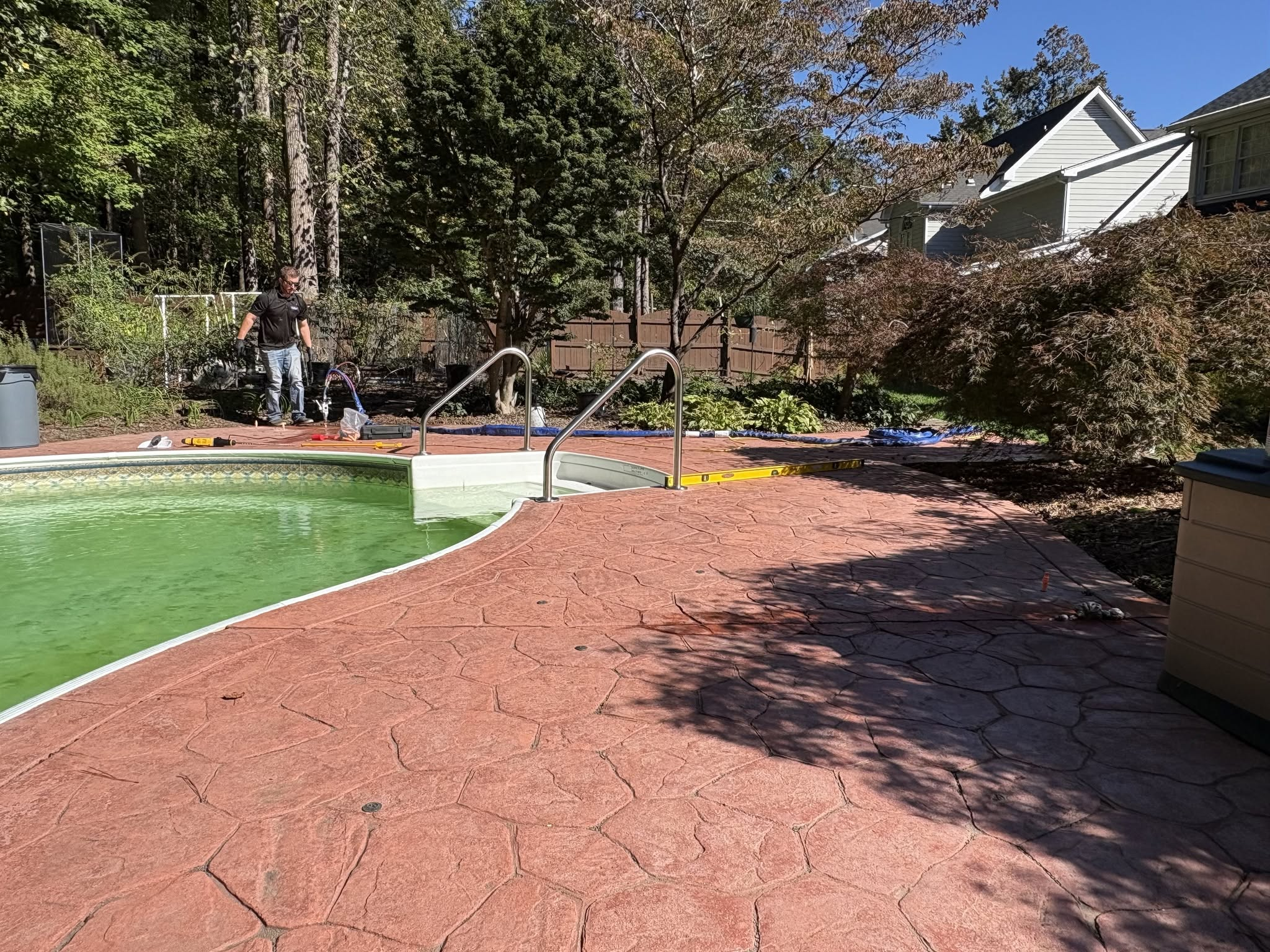 Pool deck after concrete lifting — level and safe